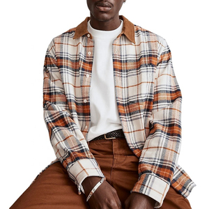 High Quality Winter <b>Mens</b> Plaid Flannel Streetwear Shirt Jacket Hooded <b>Thermal</b> Fleece with Front Logo - Product Image 1