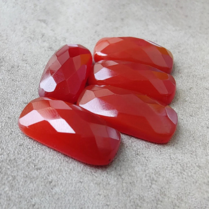 Natural Red Onyx Checker Cut Big <b>Cushion</b> Rectangle Calibrated, Flat <b>Back</b> Gemstone - Product Image 4