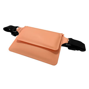 Unisex Waist Bag In Peach Color With Black Adjustable Straps For Daily Use - Product Image 1