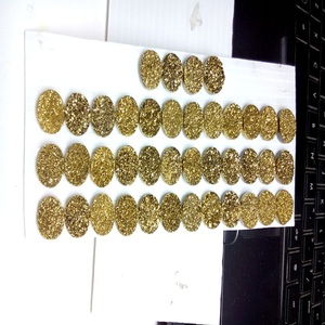 Piedra Preciosa Natural de Alta Calidad, Ágata Druzy Dorada Ovalada de 10*14mm con Reverso Plano y Efecto de Juego de Color/Fuego - Product Image 3