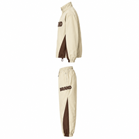 Survêtement coupe-vent imperméable 100 % polyester, avec doublure imprimée OEM, design de veste et pantalon à fermeture éclair, poids lourd, écologique