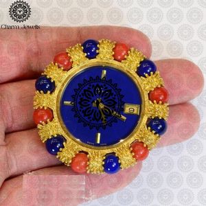 Charm_Jewells Luxury Stainless Steel Watch Case <b>Red</b> Blue Beads Gold Plated Stand High Quality Mechanical Movement 10 Bar Water - Product Image 1