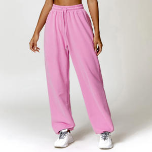 Pantalon de jogging en molleton pour femme, taille mi-haute, coupe ajustée, style vintage, en coton, différentes couleurs, pour l'hiver, vente en gros - Product Image 4