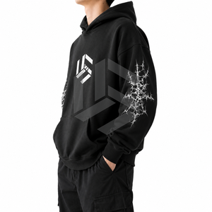 Sudadera con Capucha Personalizada para Hombre, Negra, de Invierno, Ecológica, Transpirable, de Forro Polar, Corte Regular, Informal, con Bolsillo Delantero - Product Image 2