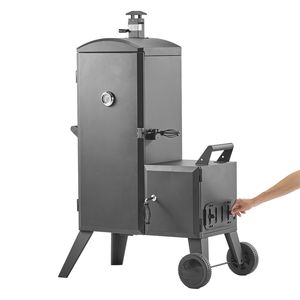 Barbecue a carbonella offset in acciaio resistente con braciere laterale e design mobile - Grande formato - Product Image 1