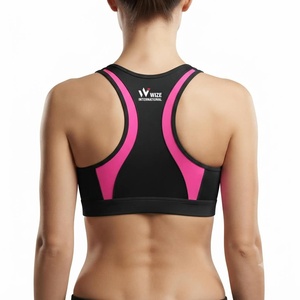 Sujetador deportivo WIZE INTERNATIONAL para mujer, estilo racerback, con bloques de color, transpirable, soporte medio, top de fitness con logo frontal - Product Image 2