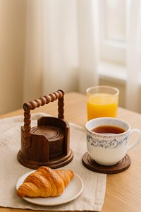 ที่รองแก้วไม้ดีไซน์สวยสำหรับถ้วยชา กาแฟ จัดโต๊ะให้เรียบร้อย ใช้ในร้านกาแฟ และเป็นของขวัญ ขายส่งจากอินเดีย - Product Image 6