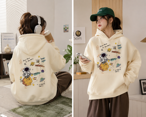 Sweat-shirt à capuche surdimensionné personnalisé avec motif astronaute, en coton et polyester, style streetwear, unisexe - Product Image 3