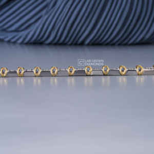 Pulsera de Cadena con Diamantes Cultivados en Laboratorio, Corte Brillante Redondo, 3.45 Quilates, Oro Amarillo de 14K, Calidad VS EF, 15.14g, Joyería de Lujo para Mujer - Product Image 3