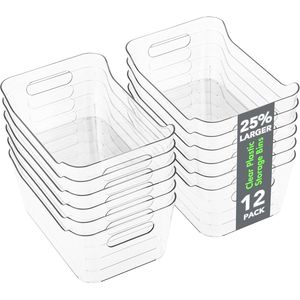 Set di 12 Contenitori in Plastica Trasparente Multiuso per Dispensa, Organizzatore con Facile Visibilità, Soluzione per l'Organizzazione Domestica - Product Image 1