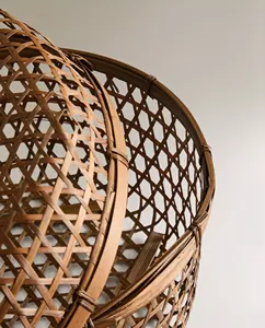 Panier en bambou tissé à la main, conteneurs de rangement ronds avec couvercle, organisateur de cuisine, boîte alimentaire écologique avec compartiments, accessoires pour la maison - Product Image 2