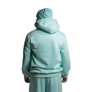 Sweat-shirt à capuche oversize avec fermeture éclair intégrale, bleu clair, imprimé en relief, décontracté, en polyester tricoté, avec masque intégré, 100 % coton molletonné - Product Image 3