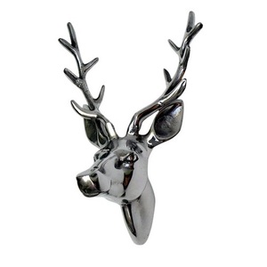 <b>Light</b> <b>Silver</b> Metal Rhino Head <b>Wall</b> Sculpture Modern Animal Trophy Decorative Wildlife Art for Living Room - Product Image 3