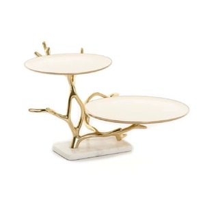 Base para Postres de Metal Dorado con Tapa de Mármol Blanco, para Eventos de Lujo, Fiestas y Encimeras de Cocina - Product Image 3