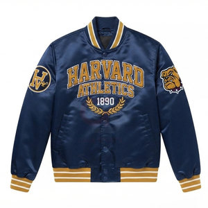 Blouson Bomber Varsity en Satin Surdimensionné Personnalisé Unisexe avec Boutons Pression Style Streetwear Blouson Letterman OEM Marque Privée Vente en Gros - Product Image 1