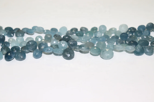 Cuentas en forma de corazón facetadas de Aguamarina 7-8mm 9 pulgadas corte lateral piedra Natural fabricación de joyas hebras de cuentas - Product Image 4