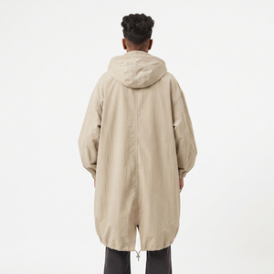Chaqueta Cortavientos para Hombre con Capucha, Abrigo Largo Impermeable, Informal, Holgado, de Poliéster, con Bolsillos y Cremallera, de Secado Rápido - Product Image 2