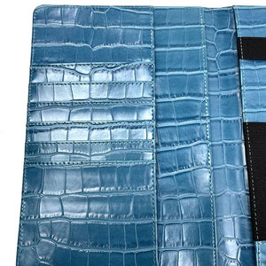 Blue Crocodile Embossed Leather Portfolio Organizer <b>Card</b> Holder Document <b>Folder</b> - Product Image 6