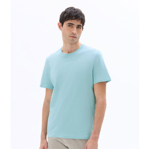 T-shirt pour homme bleu clair à manches courtes, col rond, coupe classique, décontracté, 100% coton jersey, teinture unie, couleur unie - Product Image 1