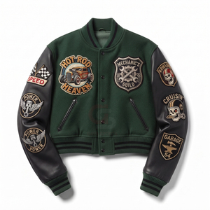 OEM Custom <b>Winter</b> Chenille Embroidery Logo wool body with <b>Leather</b> saleeve Bomber <b>Jacket</b> Genuine <b>Leather</b> crop Varsity <b>Jackets</b> - Product Image 6