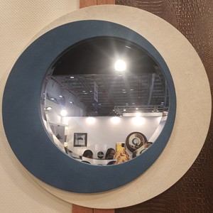 Miroir rond en fausse galuchat de style industriel - Product Image 2