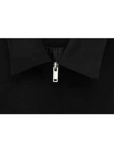 Ensemble 2 pièces pour femmes, short et pantalon large à fermeture éclair, noir uni, style minimaliste, toutes saisons, manches courtes, sans col, séchage rapide - Product Image 6