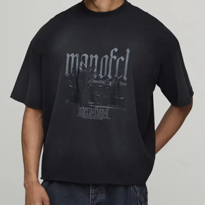 เสื้อยืดผู้ชายไซส์ใหญ่ ทรงบ็อกซี่ ไหล่ตก ผ้าคอตตอนหนานุ่ม ทรงหลวม สไตล์สตรีทแวร์ ลำลอง แฟชั่นฤดูร้อน - Product Image 1