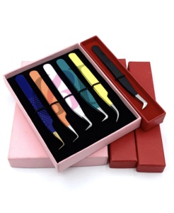 Pince à épiler GETUP BROSONS IMPEX GBI-EET-2545 en acier inoxydable pour extensions de cils, pointe incurvée, précision, antistatique, durable, poudre - Product Image 2