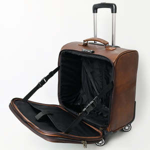 Tooled Leather Rolling Carry On <b>Suitcase</b> With Aztec Pattern And TSA Lock Unisex Travel Luggage Spinner <b>Wheels</b> Durable Design - Product Image 3