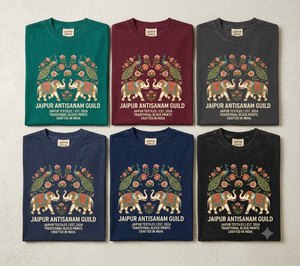 T-shirt vert à manches courtes pour homme ANTISANAM MOTIF GUILD, imprimé floral éléphant, col rond, coupe classique, 100 % coton, style streetwear, confectionné avec soin - Product Image 3