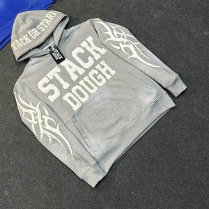 เสื้อฮู้ดดี้ผ้าคอตตอนผสมสไตล์วินเทจลุคสตรีทแวร์ลำลองสำหรับผู้ชาย ลวดลายฟอกสีแบบแอซิดวอช เหมาะสำหรับใส่ในชีวิตประจำวัน พร้อมลายปักแบบดิสเทรส - Product Image 5