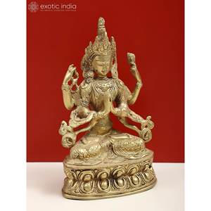 8 pouces divinité bouddhiste tibétaine Chenrezig Sculpture en laiton fait à la main Article fabriqué en Inde - Product Image 2