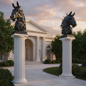 Portones de hierro forjado premium con capiteles de cabeza de caballo para postes de hormigón, decorativos, forjados a mano, resistentes a la intemperie, para entrada. - Product Image 3