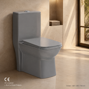 Inodoro de Cerámica Moderno de Una Pieza, Color Gris, con Doble Descarga y Diseño de Sifón S/P, Accesorio para Baño - Product Image 3