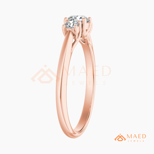 Rose Gold Three <b>Stone</b> Moissanite Engagement Ring mossonite Diamond Bridal Jewelry Women USA Anniversary - Product Image 6