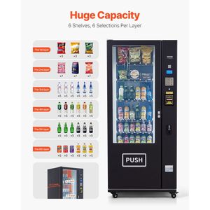 Máquina Expendedora Refrigerada Comercial de 36 Compartimentos para Snacks, Refrescos y Bebidas con Aceptador de Billetes/Monedas ICT y 6 Niveles - Product Image 4