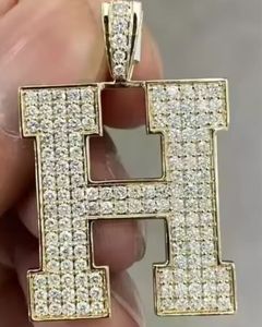 Pendentif personnalisé avec initiale, en argent 925, serti de diamants, pendentif hip-hop, pendentif en diamant moissanite VVS, bijoux de mode - Product Image 6