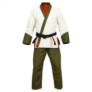 Men's Gray BJJ Kimono Uniform With Black Pants And <b>Red</b> <b>Belt</b> Tip Durable Polyester Martial Arts Wear For Adults - Product Image 6
