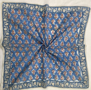 Wholesale Blue Block Print Bandana Scarf Handmade Cotton <b>Head</b> Scarf Indian Floral Bandana Boho Hair <b>Wrap</b> Hand Printed Bandana - Product Image 4