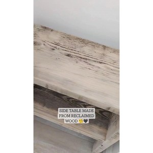 Reclaimed Wood Octagonal Pedestal Side <b>Table</b> - Boho Chic Handcrafted Wholesale - Product Image 4