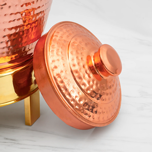 Hammered Copper Eco-Friendly Water Dispenser <b>Jar</b> Lid Manual <b>Tap</b> Brass Base Modern Drink Serving Pot Bar Accessories Custom Logo - Product Image 3