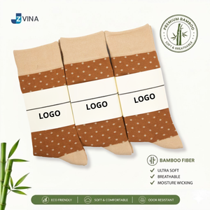 Calcetines de Fibra de Bambú para Hombre, Diseño de Puntos, Color Verde, Logotipo Personalizado, Ecológicos, Transpirables, para Uso Diario, Temporada de Primavera, JZVINA - Product Image 4