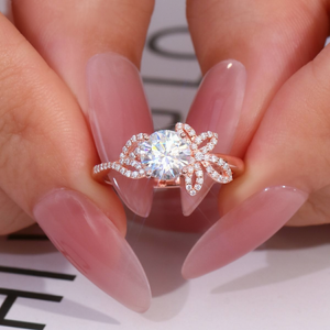 CARATOVA DIAMONDS 18K Rose Gold Diamond Leaf Vine Hiphop <b>Ring</b> Wedding <b>Stacking</b> Bridal Anniversary Engagement Women Trendy Party - Product Image 2