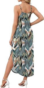 Vestido Largo de Verano para Mujer, Estilo Casual, con Tirantes Finos, Estampado Tropical, Estilo Hawaiano - Product Image 3
