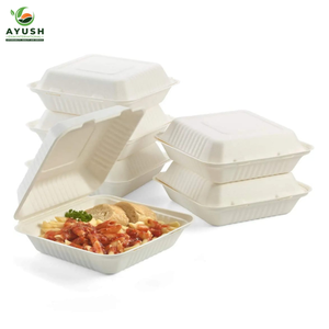 Contenants jetables en bagasse de 9x9 pouces avec couvercle, en pulpe de canne à sucre, pour services de livraison de repas quotidiens - Product Image 4