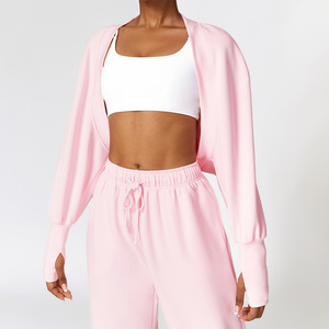 Aoyema Sweatpants and Coat <b>Set</b> Tracksuit Women Two Piece Pants Jogger <b>Set</b> Custom Embroidery Jogging Jogger Suits for Women - Product Image 3