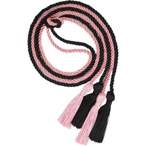 <b>Black</b> and Pink Twisted Drawcord with Tassels 3 Strand Classical Style for Garment Use With Cheap Price & OEM Service - Product Image 1