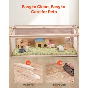 Jaula de madera para hámsteres enanos de 48 x 20 x 20 pulgadas con techo abatible de 270 grados y ventilación, hábitat SMA de 20 pulgadas para hámsteres - Product Image 6