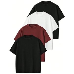 Men Oversized <b>Black</b> <b>T</b> <b>Shirt</b> Short Sleeve O Neck Casual Knitted 100 Percent Cotton Solid Color Jersey Regular Fit men <b>black</b> <b>t</b> - Product Image 5