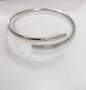 925 Sterling <b>Silver</b> Moissanite <b>Cuff</b> <b>Bracelet</b> Gift For Woman Party & Anniversary - Product Image 3